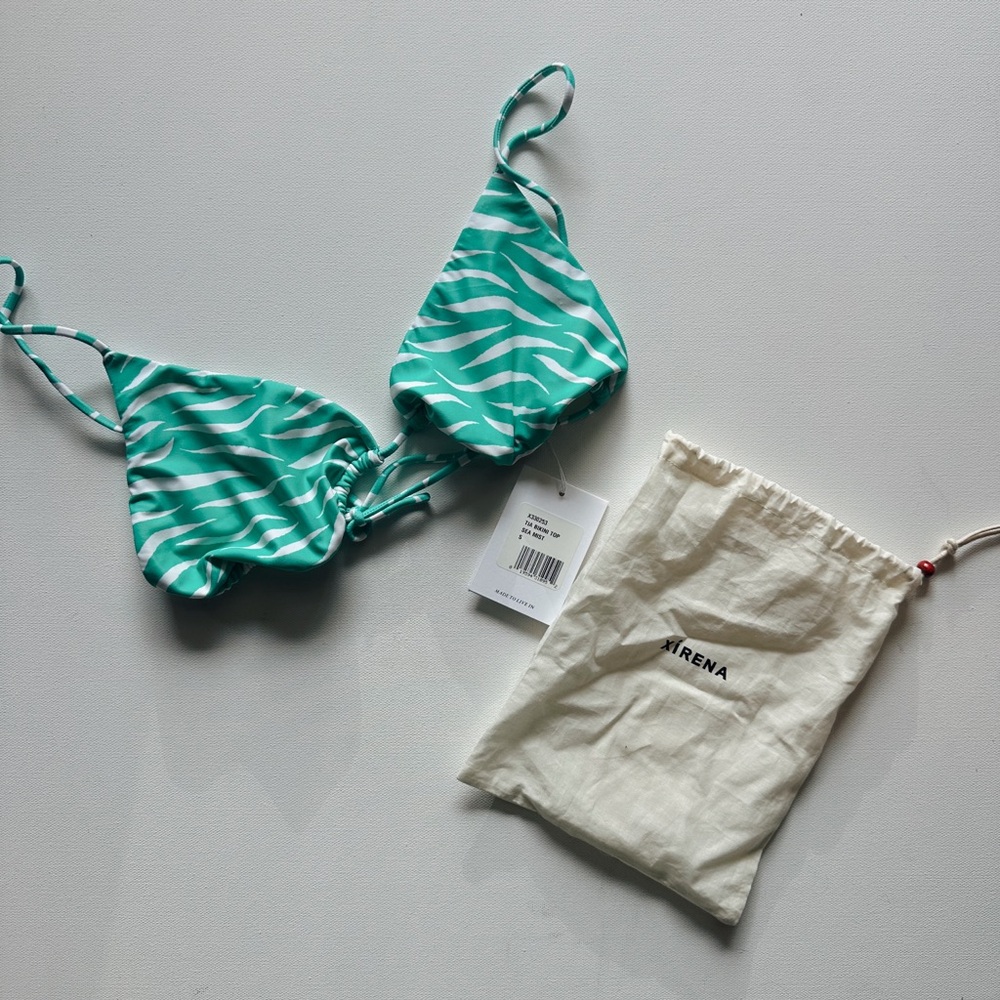 NWT Xirena Teal Zebra Print Bikini Top